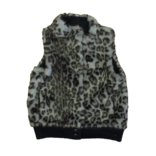 Crewcuts Gray | Black Leopard Faux Fur Vest 6-7 Years 