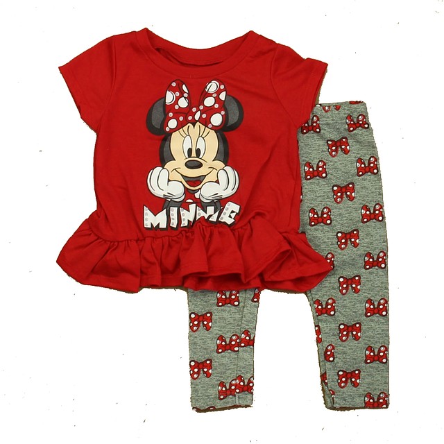 Disney 2-pieces Red | Gray Minnie Apparel Sets 12 Months 