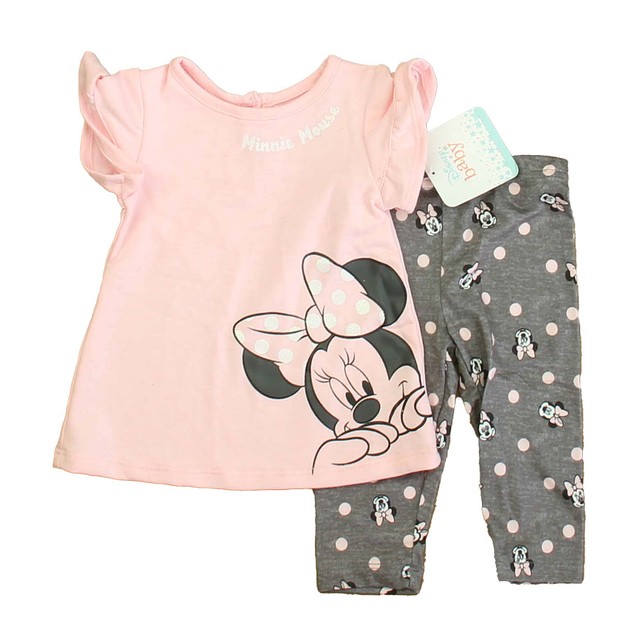 Disney 2-pieces Pink | Gray Minnie Apparel Sets 6-9 Months 