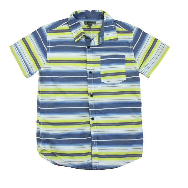 DKNY Blue | Yellow Stripe Button Down Short Sleeve 7 Years 