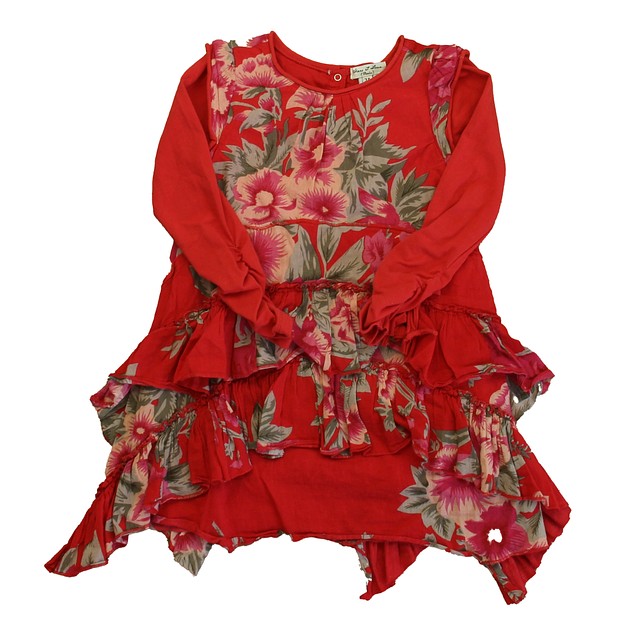 Eliane Et Lena Red Floral Dress 3T 