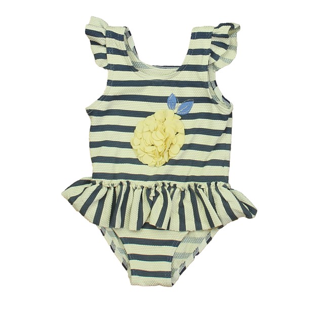 F&F Blue | White Stripe 1-piece Swimsuit 2-3T 