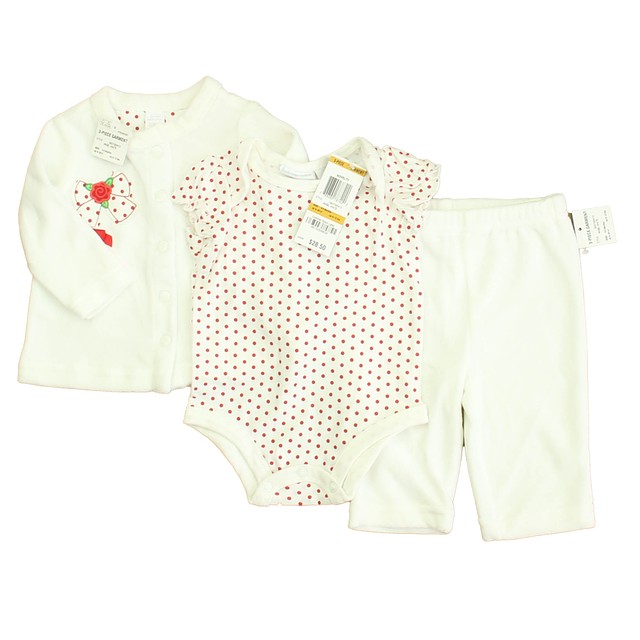 First Impressions 3-pieces White | Red Bow Apparel Sets 0-3 Months 