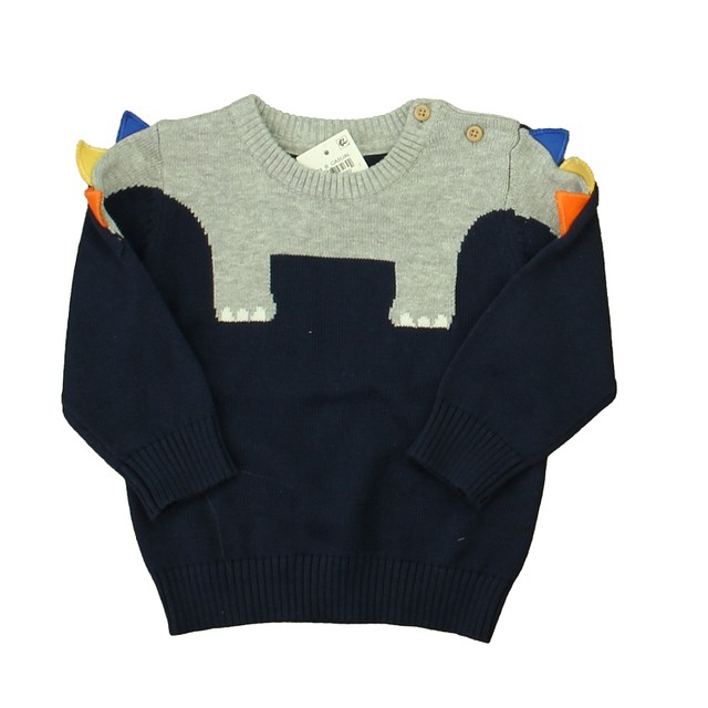 First Impressions Navy | Gray Dinosaur Sweater 12 Months 