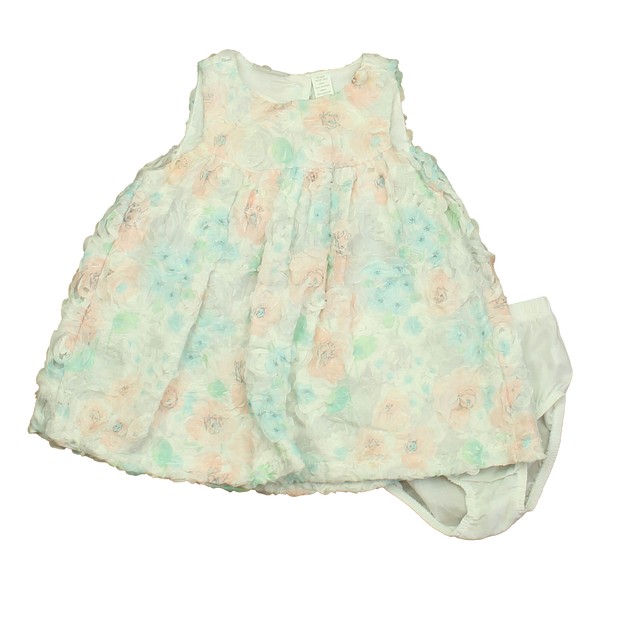 First Impressions 2-pieces White | Aqua | Pink Floral Dress 18 Months 
