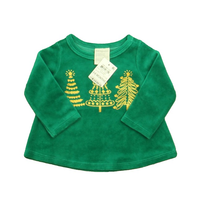First Impressions Green | Gold Christmas Trees Long Sleeve Shirt 3-6 Months 