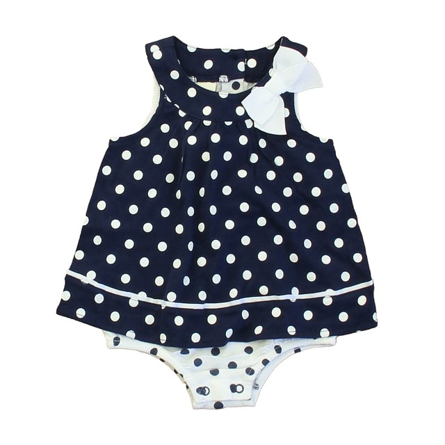 First Impressions Navy Polka Dots Romper 3-6 Months 