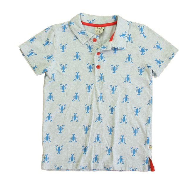 Frugi Gray | Blue Lobsters Polo Shirt 7-8 Years 