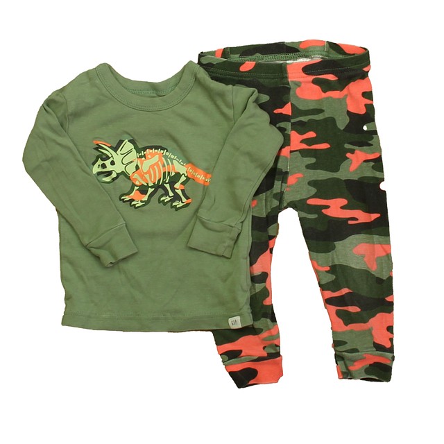 Gap 2-pieces Green Dinosaur 2-piece Pajamas 12-18 Months 