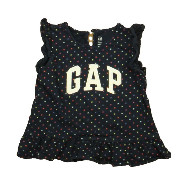 Gap Navy Polka Dots Short Sleeve Shirt 2T 