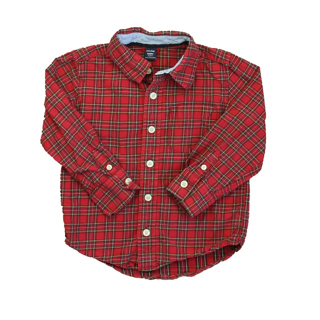 Gap Red | Green Plaid Button Down Long Sleeve 3T 