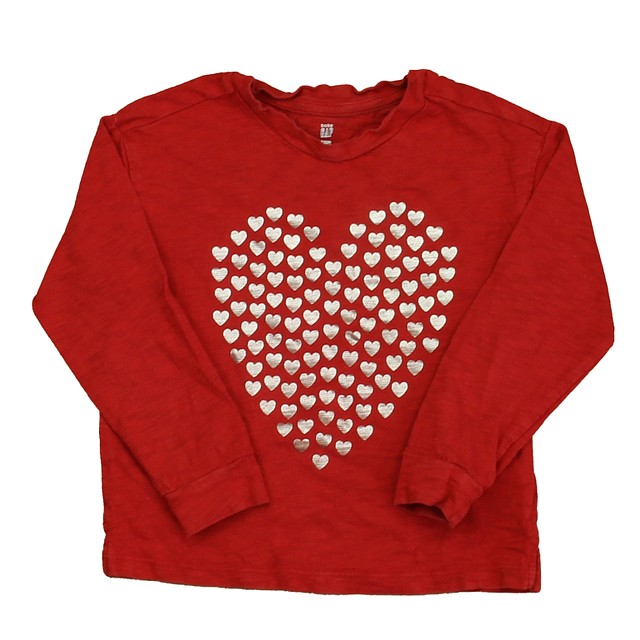 Gap Red Hearts Long Sleeve T-Shirt 4T 