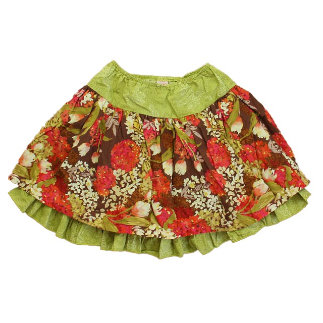 Giggle Moon Pink | Green Floral Skirt 7 Years 