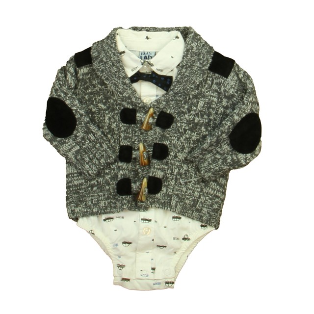 Good Lad 2-pieces Gray | White | Black Cars Cardigan 3-6 Months 