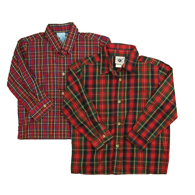 Good Lad Set of 2 Red Plaid | Tan Button Down Long Sleeve 3T 