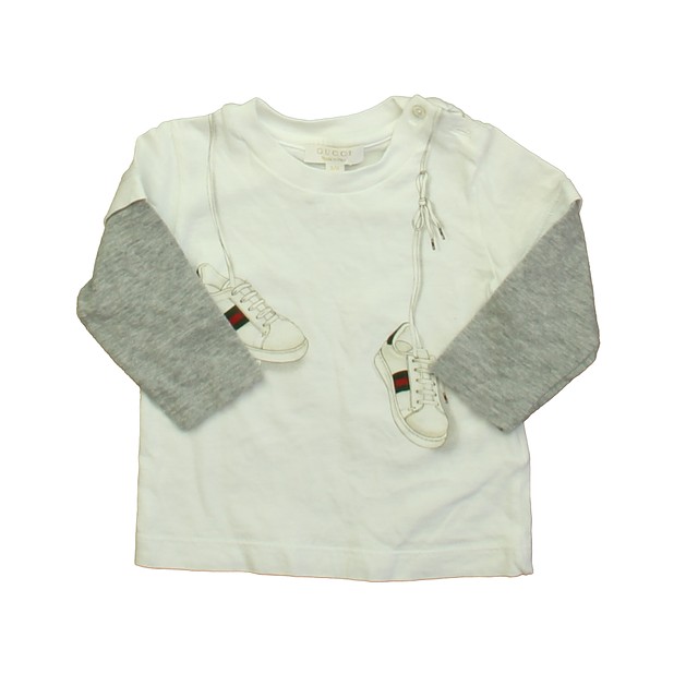 Gucci White | Gray Long Sleeve T-Shirt 3-6 Months 
