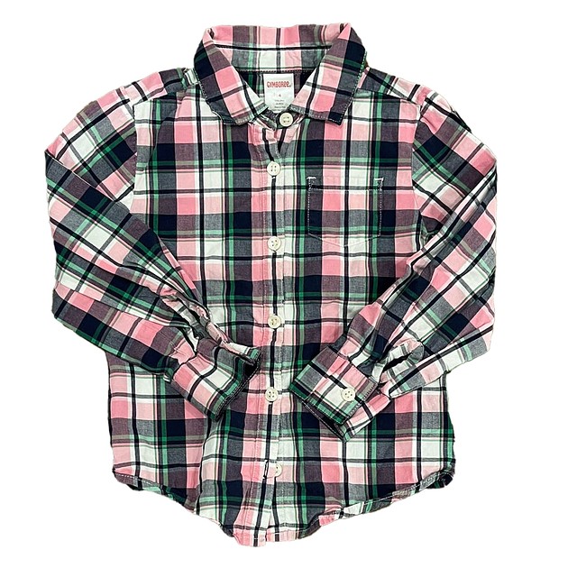 Gymboree Pink | Green Plaid Button Down Long Sleeve 4T 
