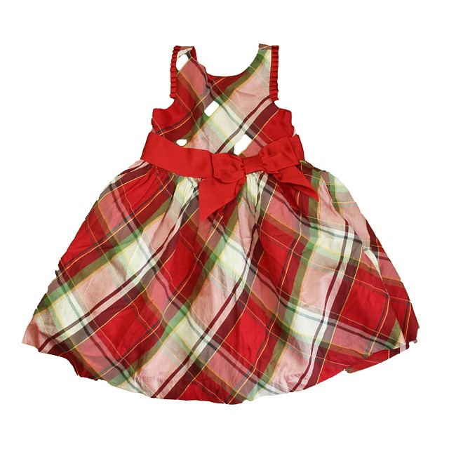 Janie and Jack Red | Green Plaid Special Occasion Dress 4T 