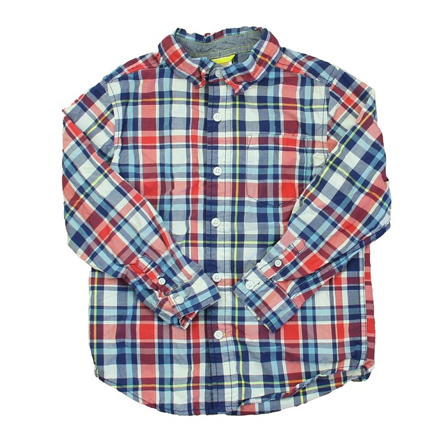 Gymboree Blue | Red Plaid Button Down Long Sleeve 5-6 Years 