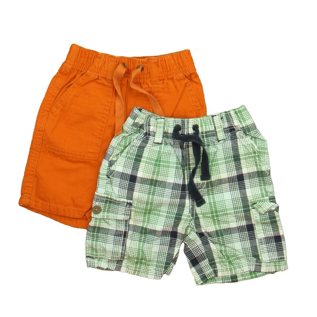 Gymboree Set of 2 Orange | Blue Plaid Shorts 6-12 Months 