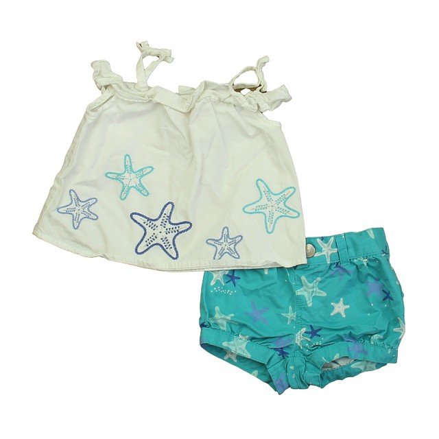 Gymboree 2-pieces White | Turquoise Starfish Apparel Sets 6-12 Months 
