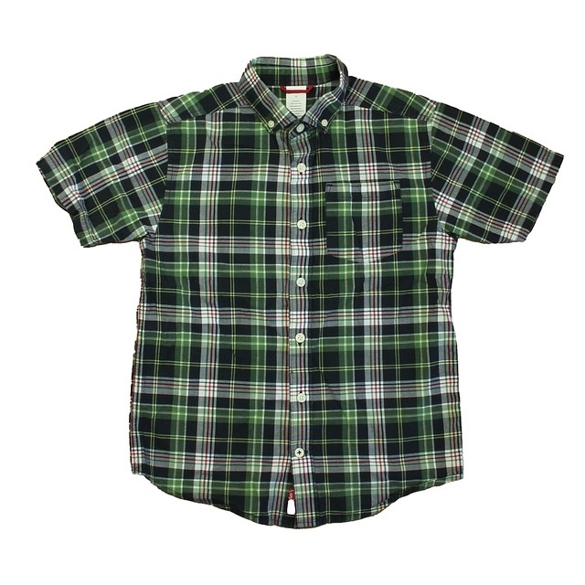Gymboree Green Plaid Button Down Short Sleeve 8 Years 