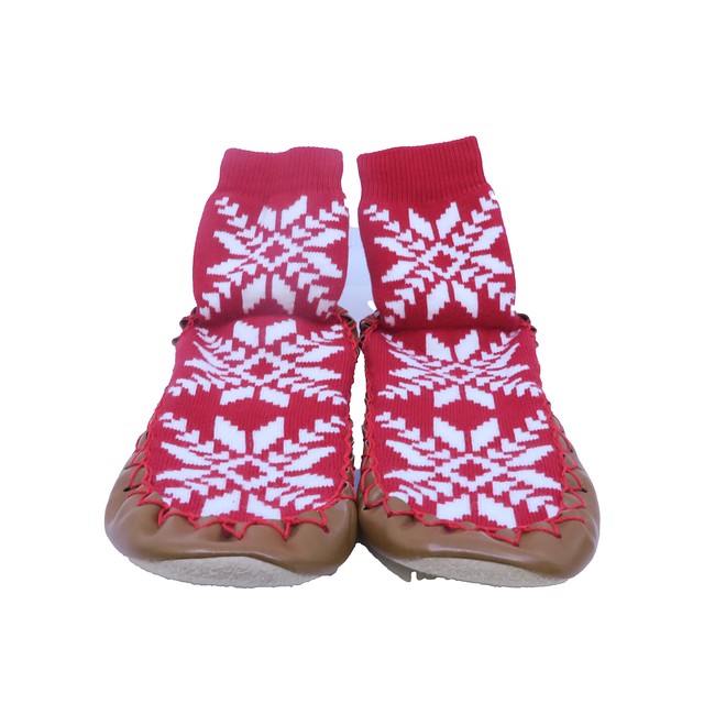 Hanna Anderson Red | White | Tan Slippers 5-6 Toddler 