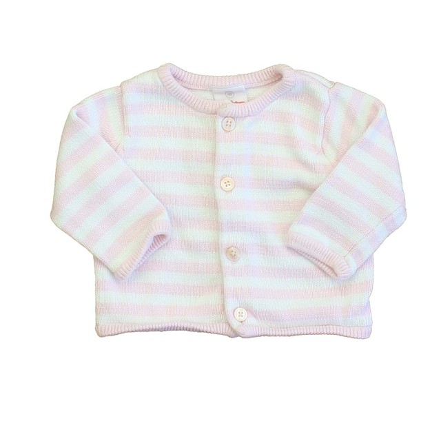 Hanna Andersson Pink | White | Stripes Cardigan 6-12 Months 