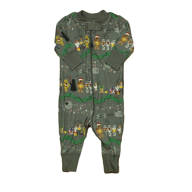 Hanna Andersson Gray Star Wars Christmas 1-piece Non-footed Pajamas 0-3 Months 
