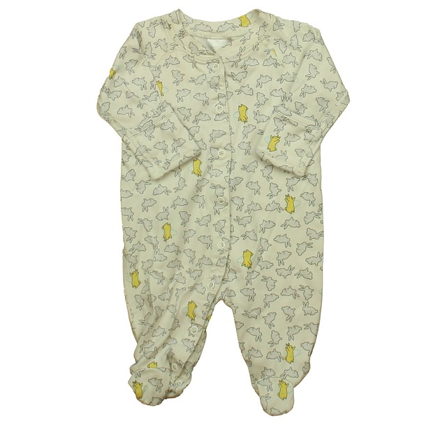 Hanna Andersson Ivory Bunnies 1-piece footed Pajamas 0-3 Months 