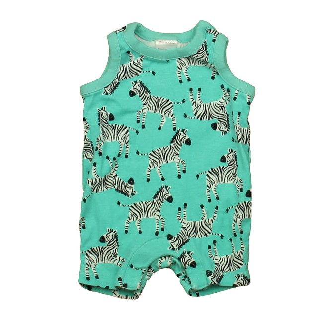 Hanna Andersson Turquoise Zebra Romper 0-3 Months 