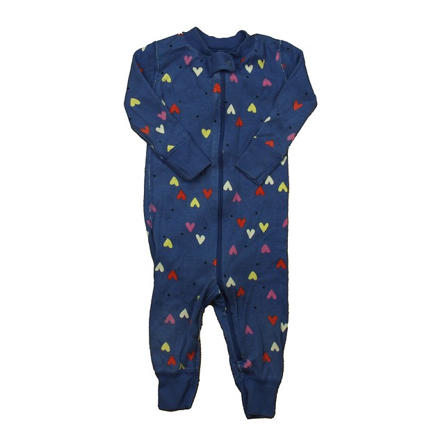 Hanna Andersson Blue Hearts 1-piece Non-footed Pajamas 12-18 Months 