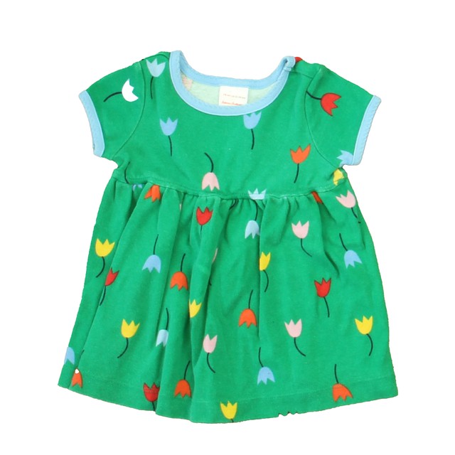 Hanna Andersson Green Tulips Dress 12-18 Months 