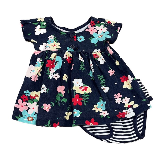 Hanna Andersson 2-pieces Navy Floral Dress 12-18 Months 