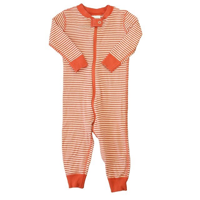 Hanna Andersson Orange Stripe 1-piece Non-footed Pajamas 12-18 Months 