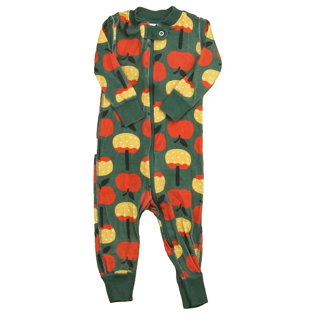 Hanna Andersson Teal | Red Apples 1-piece Non-footed Pajamas 12-18 Months 