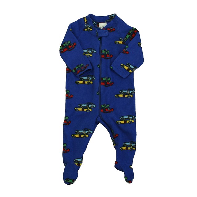 Hanna Andersson Blue Cars 1-piece footed Pajamas 12 Months 