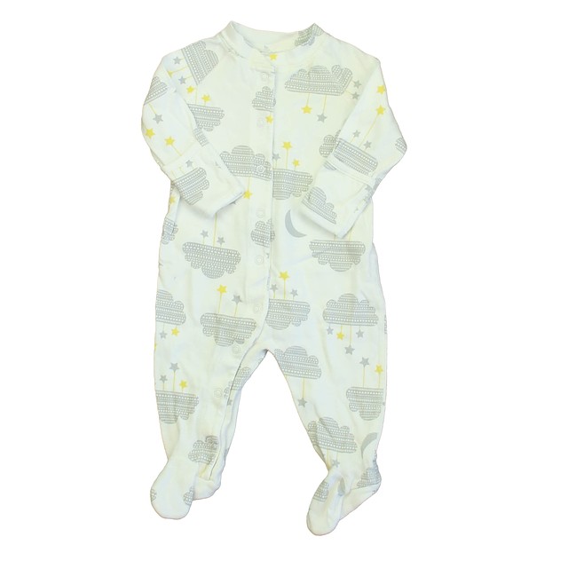 Hanna Andersson Ivory | Gray Clouds 1-piece footed Pajamas 3-6 Months 