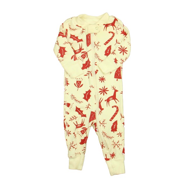 Hanna Andersson Ivory | Red Reindeer 1-piece Non-footed Pajamas 3-6 Months 