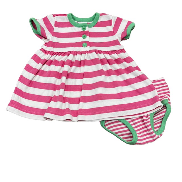 Hanna Andersson 2-pieces Pink | White | Green Dress 3-6 Months 
