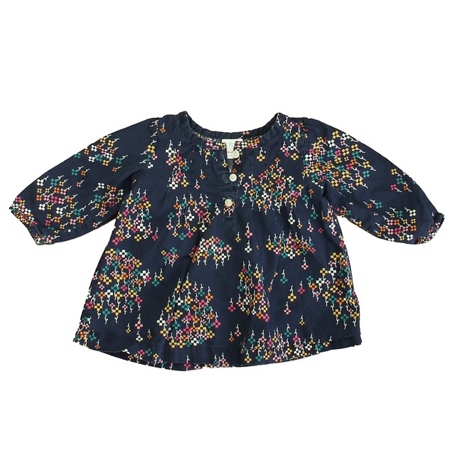 Hanna Andersson Navy Multi Blouse 6-12 Months 