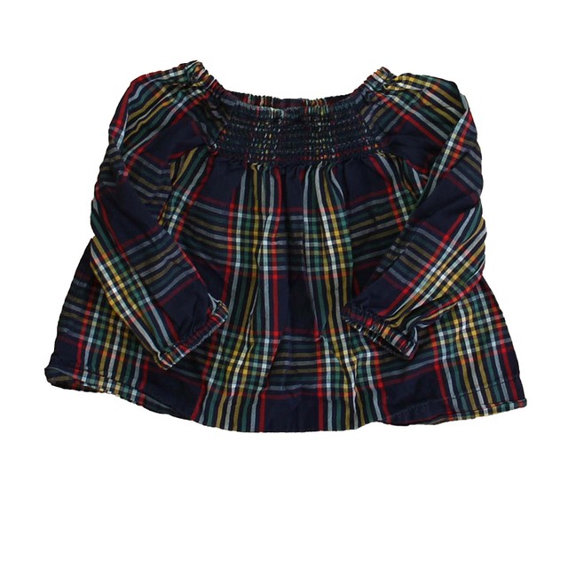 Hanna Andersson Navy Plaid Blouse 6-12 Months 