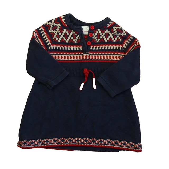 Hanna Andersson Navy | Red Sweater Dress 6-12 Months 