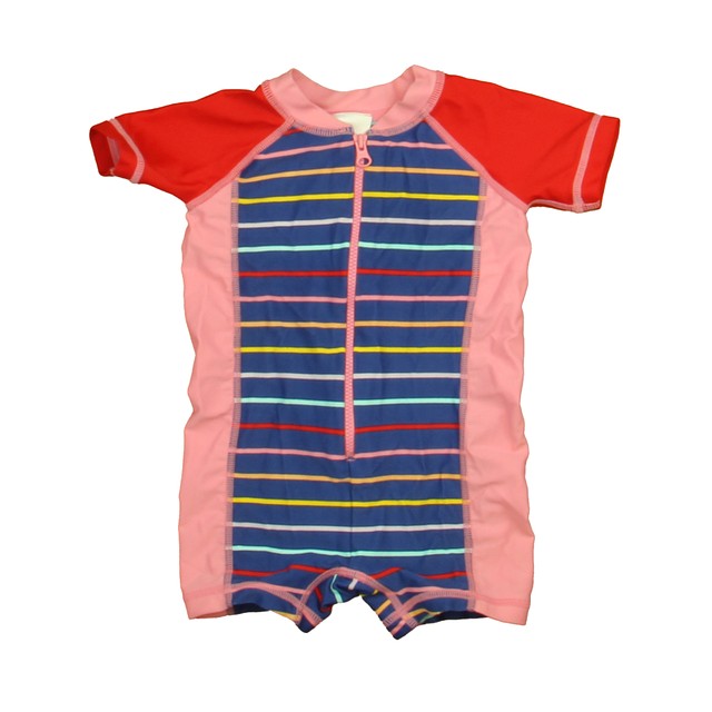 Hanna Andersson Pink | Blue Stripe 1-piece Swimsuit 6-12 Months 
