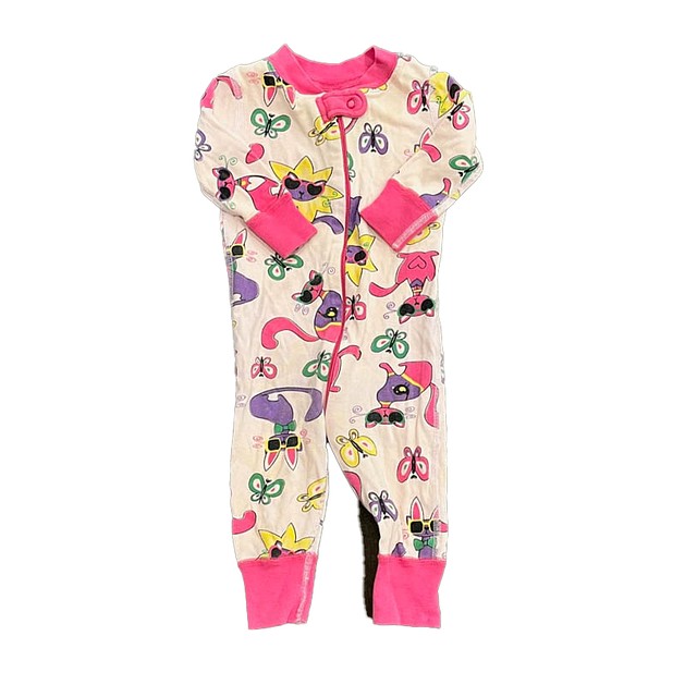 Hanna Andersson Pink Cats 1-piece Non-footed Pajamas 6-9 Months 