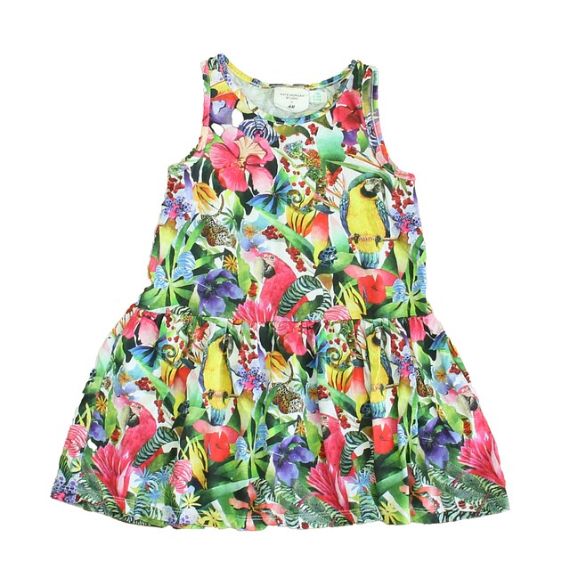 H&M Pink | Green Parrots Dress 2T 