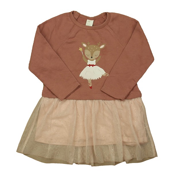 H&M Pink Reindeer Dress 2T 
