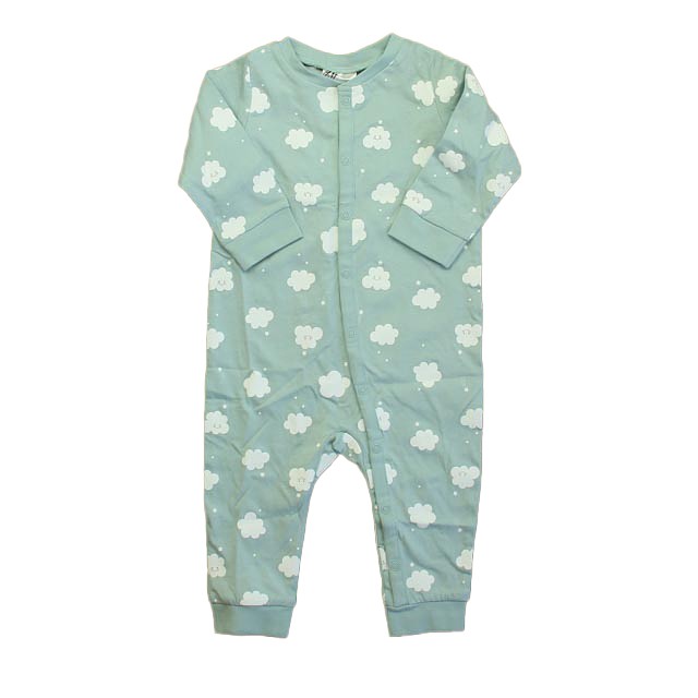 H&M Aqua | White Clouds 1-piece Non-footed Pajamas 9 Months 