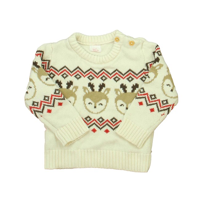 Holiday Times Ivory | Brown Reinders Sweater 2T 