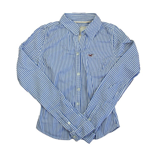 Hollister Blue | White Button Down Long Sleeve 7-8 Years 